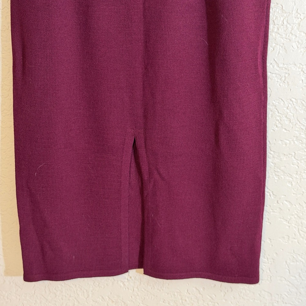 St John Collection Santana Knit Maxi Skirt Womens 6 Burgundy Slit Classic Career - Picture 7 of 7